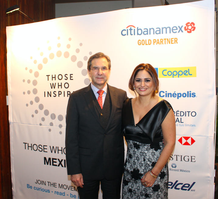 Those Who Inspire Mexico book launch event at the residence of the British Ambassador in Mexico, Mr Duncan Taylor. Esteban Moctezuma (left), President Fundación Azteca, and Rocio Marfil, director Those Who Inspire Mexico© Those Who Inspire